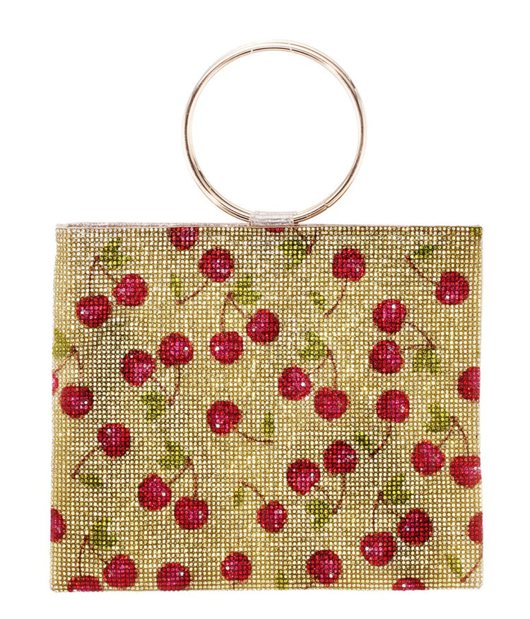 Prance Fruit Print Crystal Tote With Metal Handle Cherry Yellow Multi
