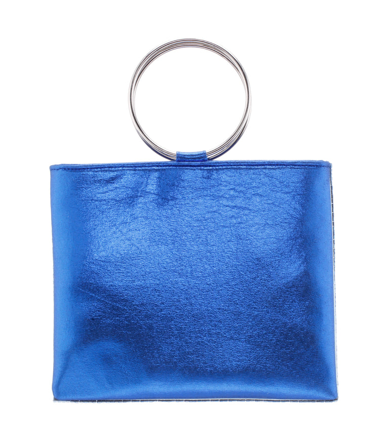Sadia Squares Crystal Double Ring Tote Sky Blue