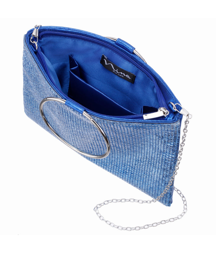 Sadia Squares Crystal Double Ring Tote Sky Blue