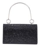 Whinn Squares Crystal Flap Bag With Metal Handle Black