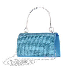 Whinn Squares Crystal Flap Bag With Metal Handle Cielo