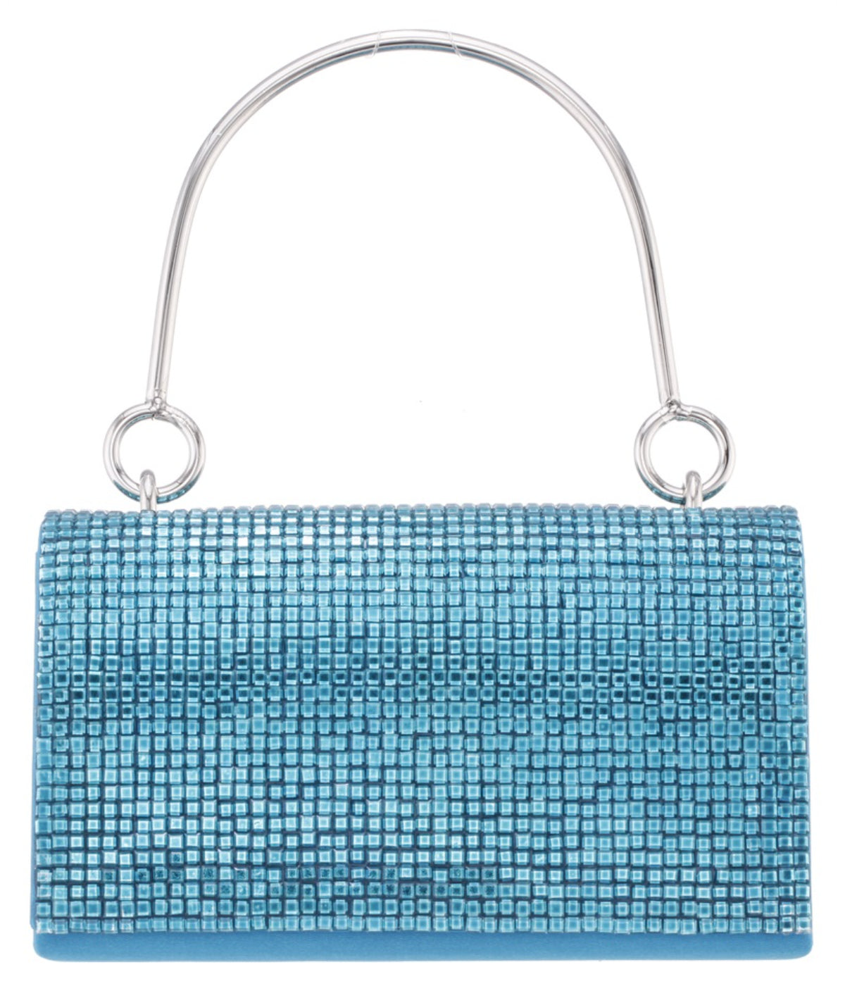 Whinn Squares Crystal Flap Bag With Metal Handle Cielo