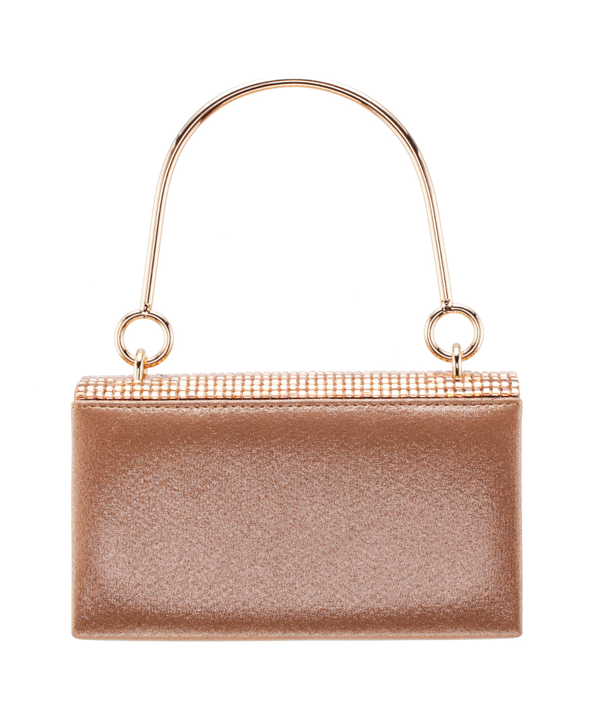 Whinn Squares Crystal Flap Bag With Metal Handle Gold