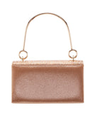 Whinn Squares Crystal Flap Bag With Metal Handle Gold