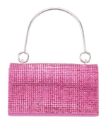 Whinn Squares Crystal Flap Bag With Metal Handle Ultra Pink