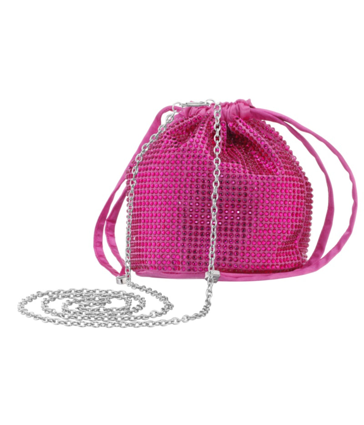 Zeny All Over Crystal Drawstring Bag Fantasy Pink