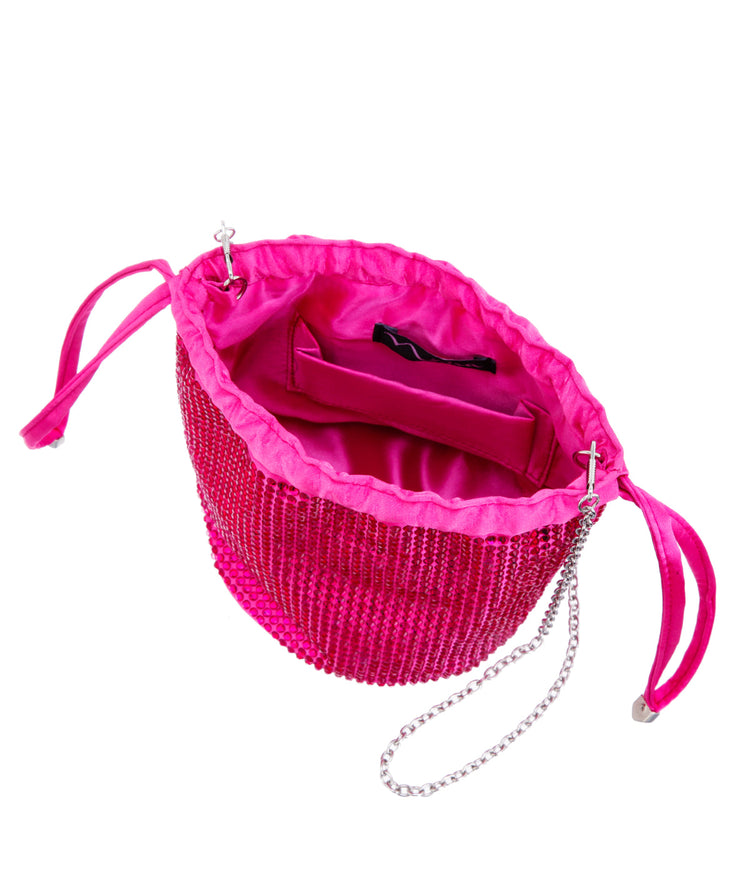 Zeny All Over Crystal Drawstring Bag Fantasy Pink
