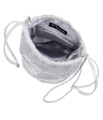 Zeny All Over Crystal Drawstring Bag Silver