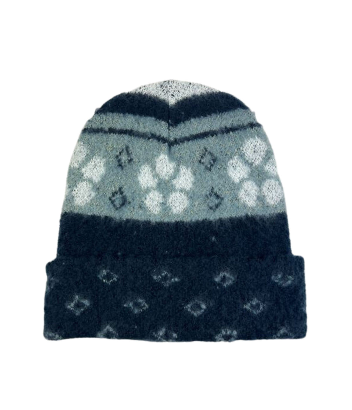  Flower Cuff Beanie - Navy - Bonton