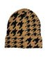  Houndstooth Cuff Beanie - Camel - Bonton