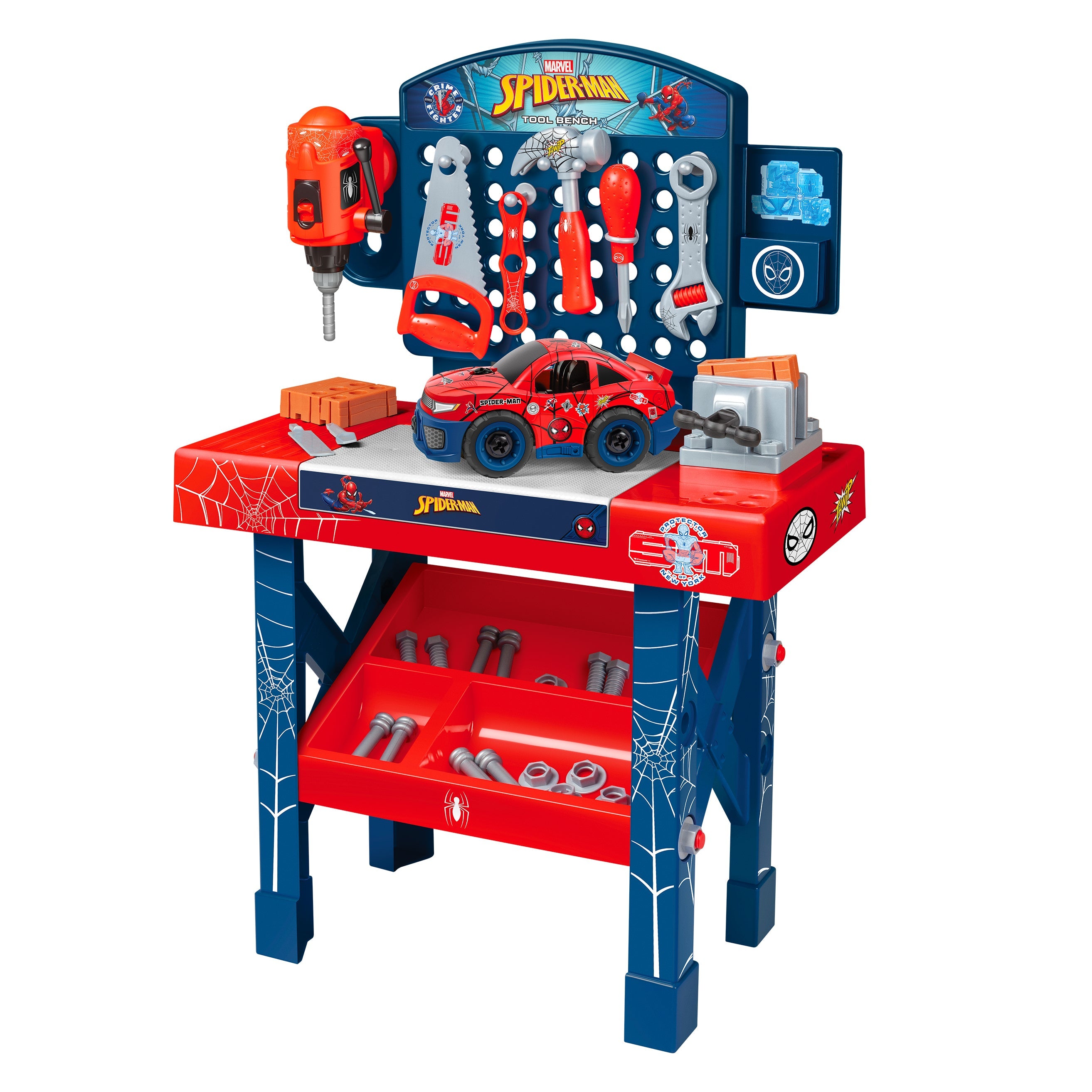  HobbyTron SpiderMan Tool Bench Playset With Take Apart Car (84 Pieces) - Default Title - Bonton