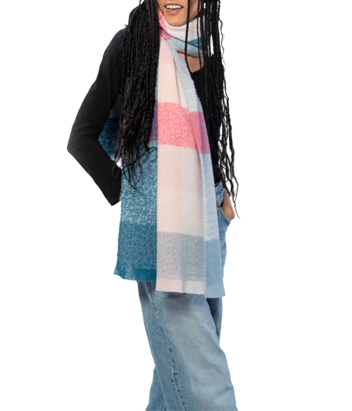  Checkered Scarf - Pink - Bonton