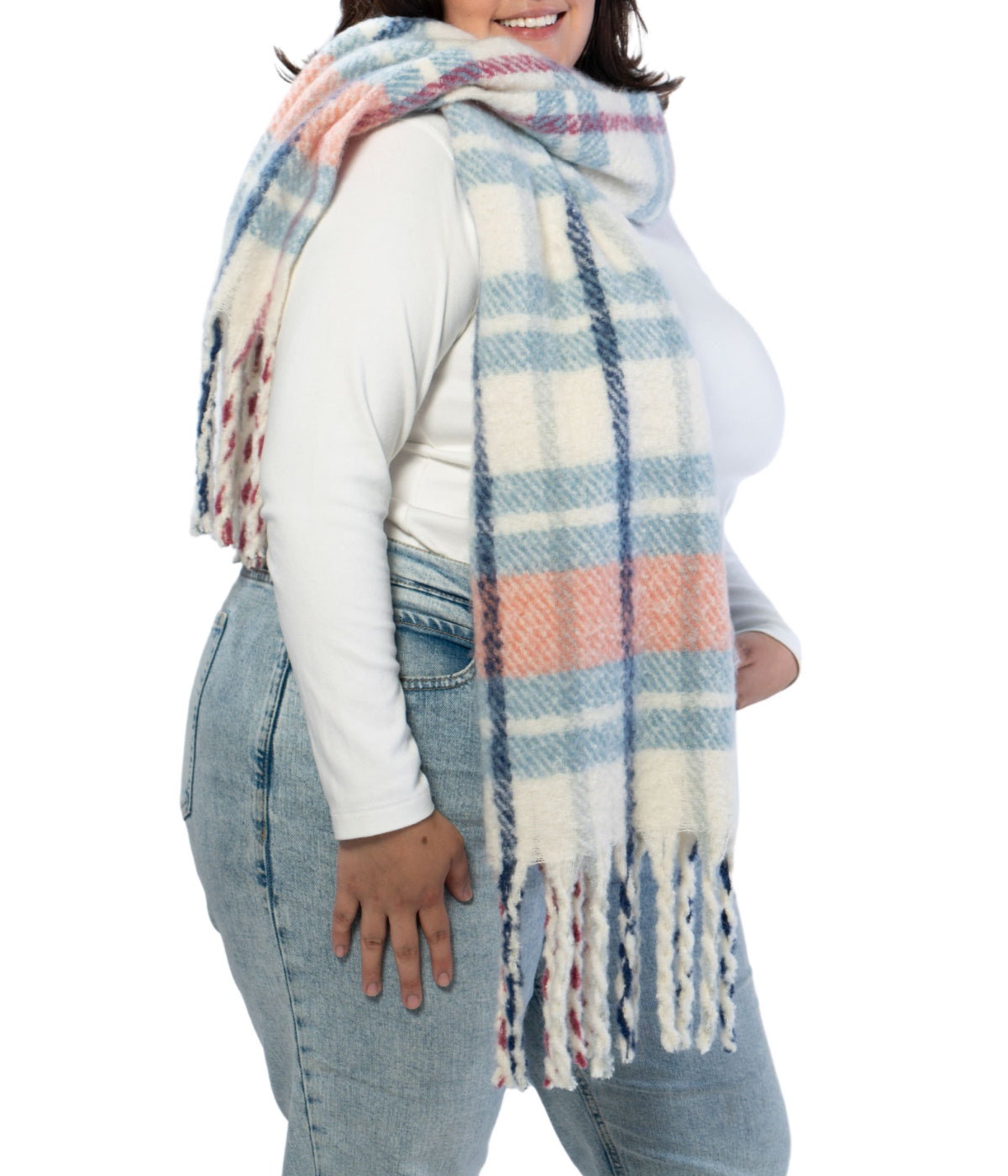  Plaid Scarf - Blue - Bonton