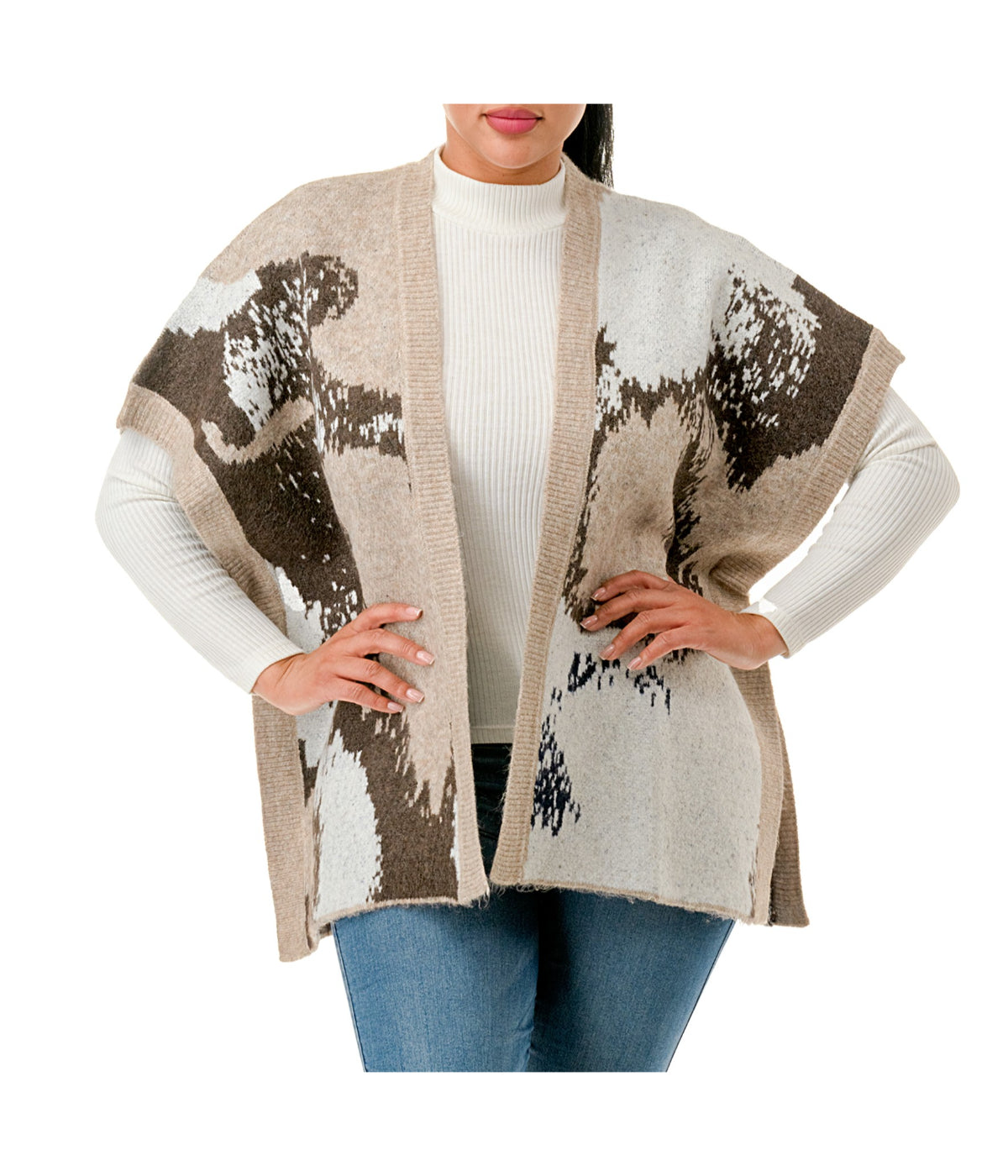  Graphic Print Topper - Tan - Bonton