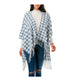  Houndstooth Hooded Poncho - Blue - Bonton