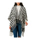  Houndstooth Hooded Poncho - Black - Bonton