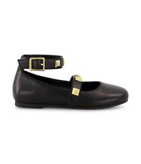 Tashi Buckle Pyramid Stud Flat Black