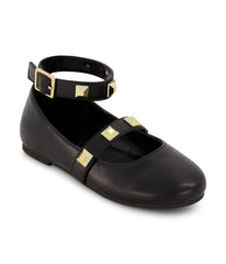 Tashi Buckle Pyramid Stud Flat Black