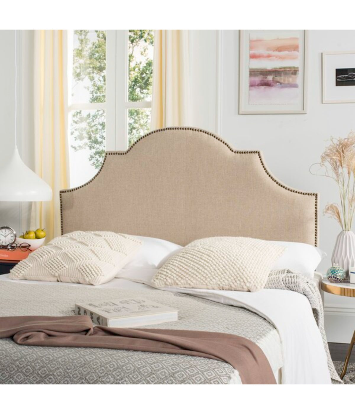  Safavieh Hallmar Arched Headboard Hemp & Gold - Hemp & Gold - Bonton