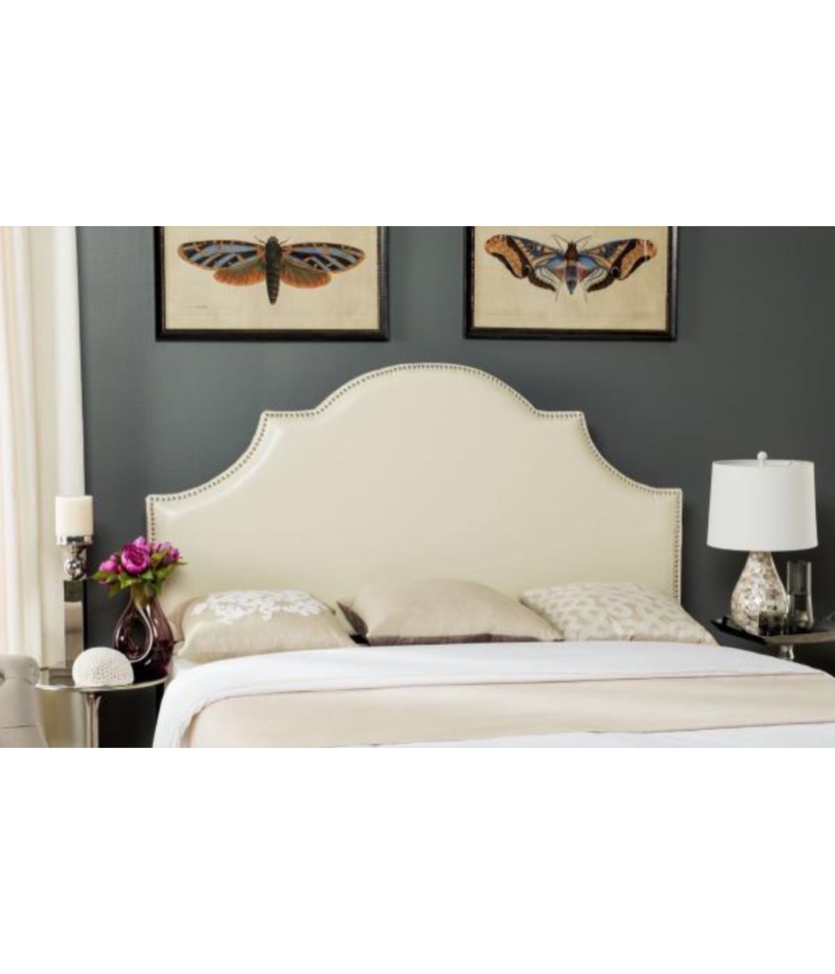  Safavieh Hallmar Leather Headboard Flat Cream - Flat Cream - Bonton