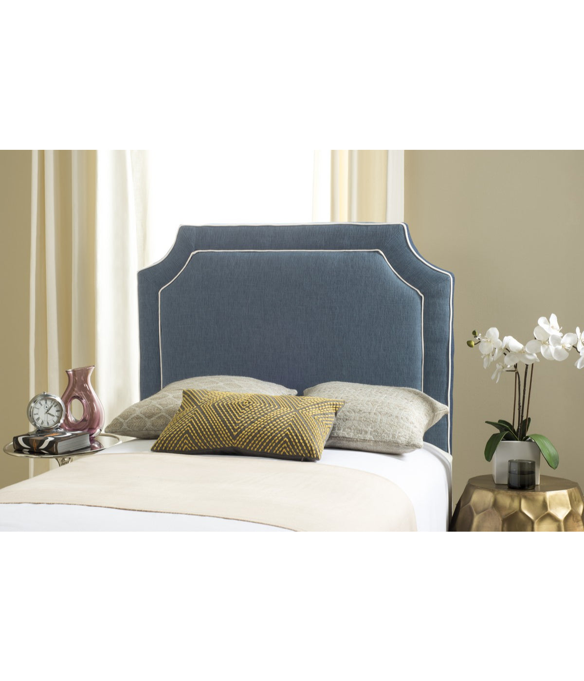  Safavieh Dane Denim Headboard Navy & White - Navy & White - Bonton