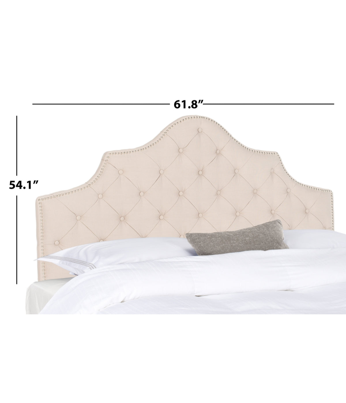  Safavieh Arebelle Tufted Linen Headboard Taupe - Taupe - Bonton