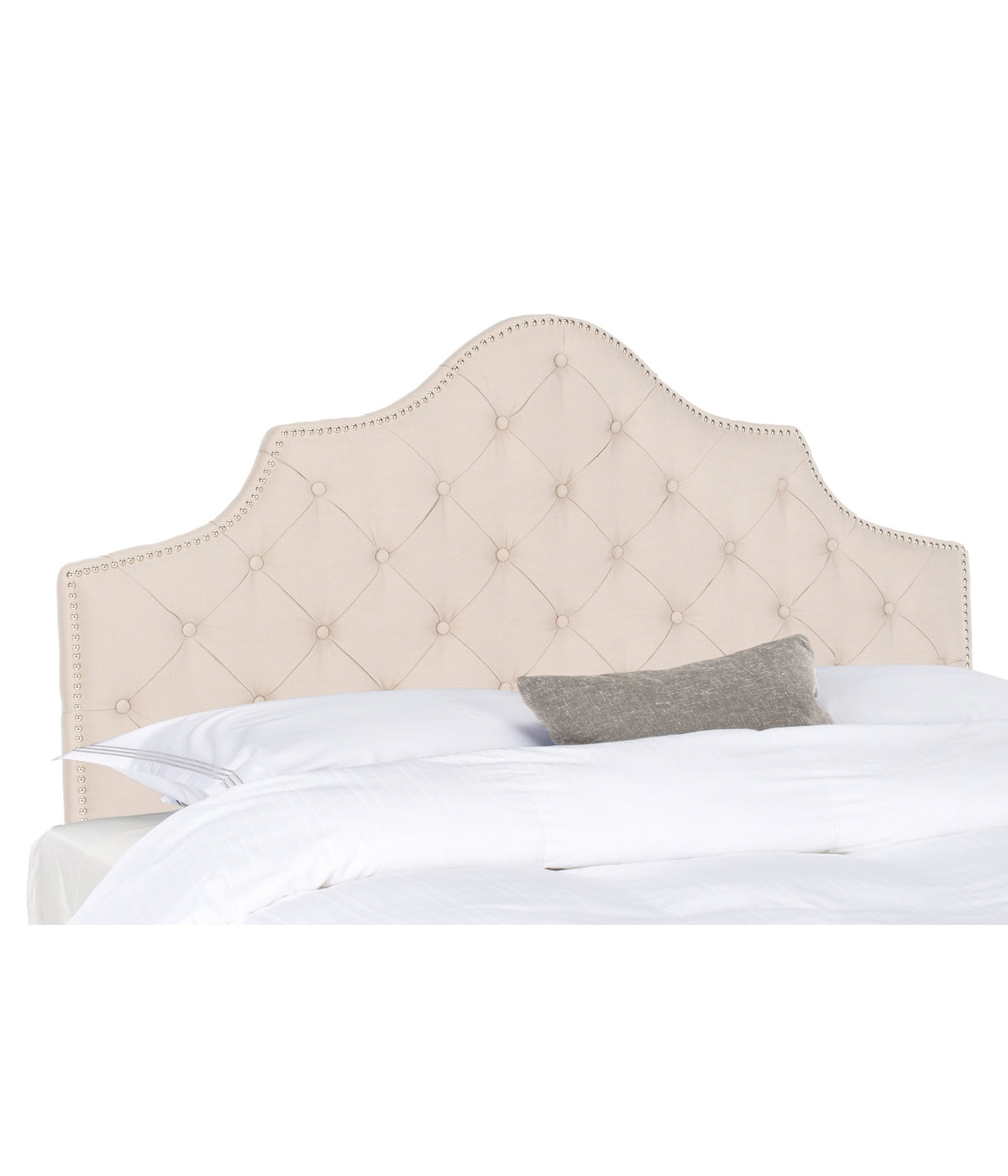  Safavieh Arebelle Tufted Linen Headboard Taupe - Taupe - Bonton