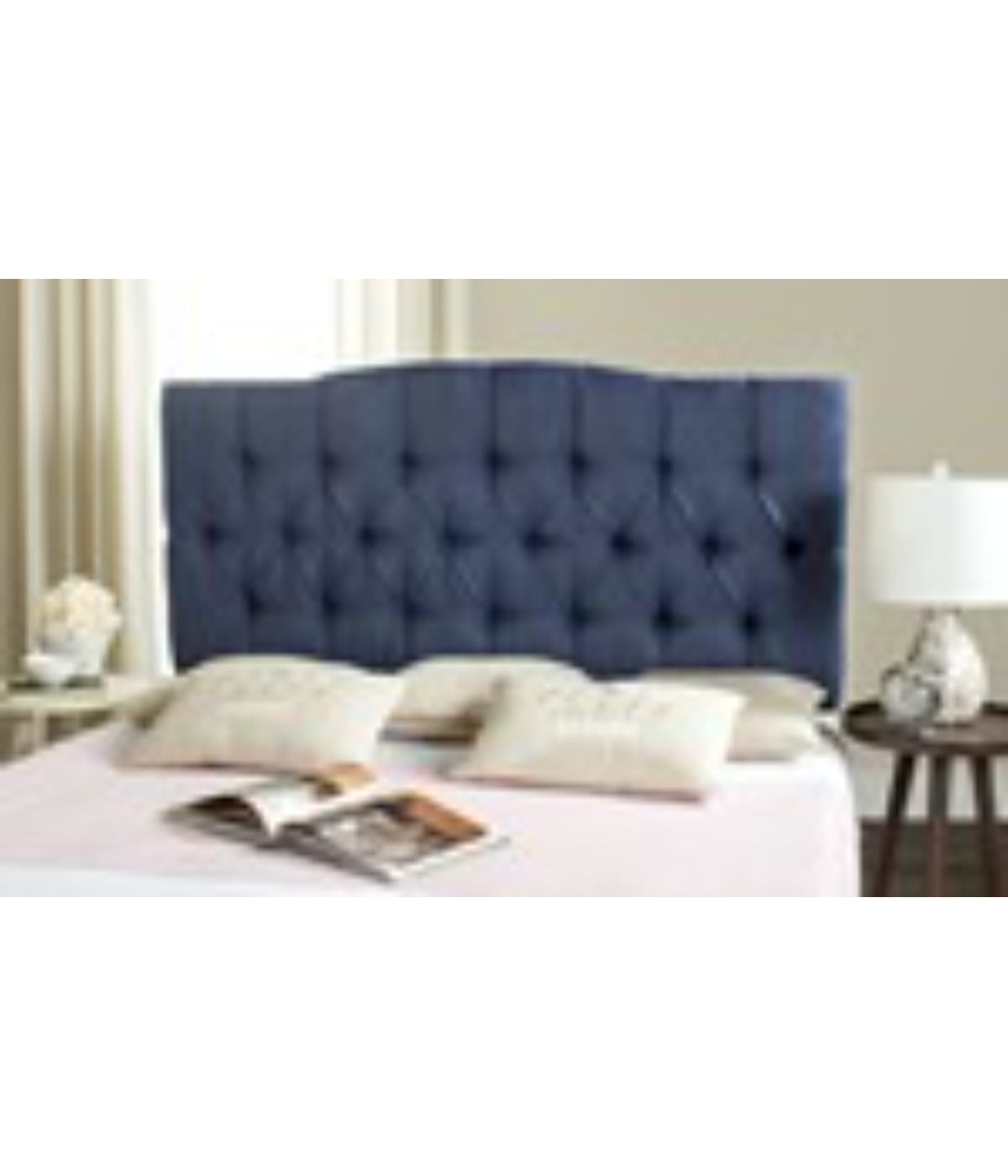  Safavieh Axel Tufted Linen Headboard Navy - Navy - Bonton