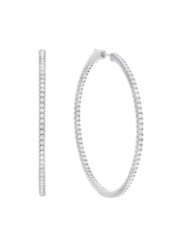Medium Pave Hoop Earrings in Platinum