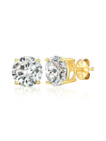 Brilliant Cut Stud Earrings Finished in 18kt Yellow Gold