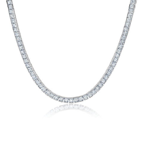Princess Cut 3mm Tennis Necklace in Platinum