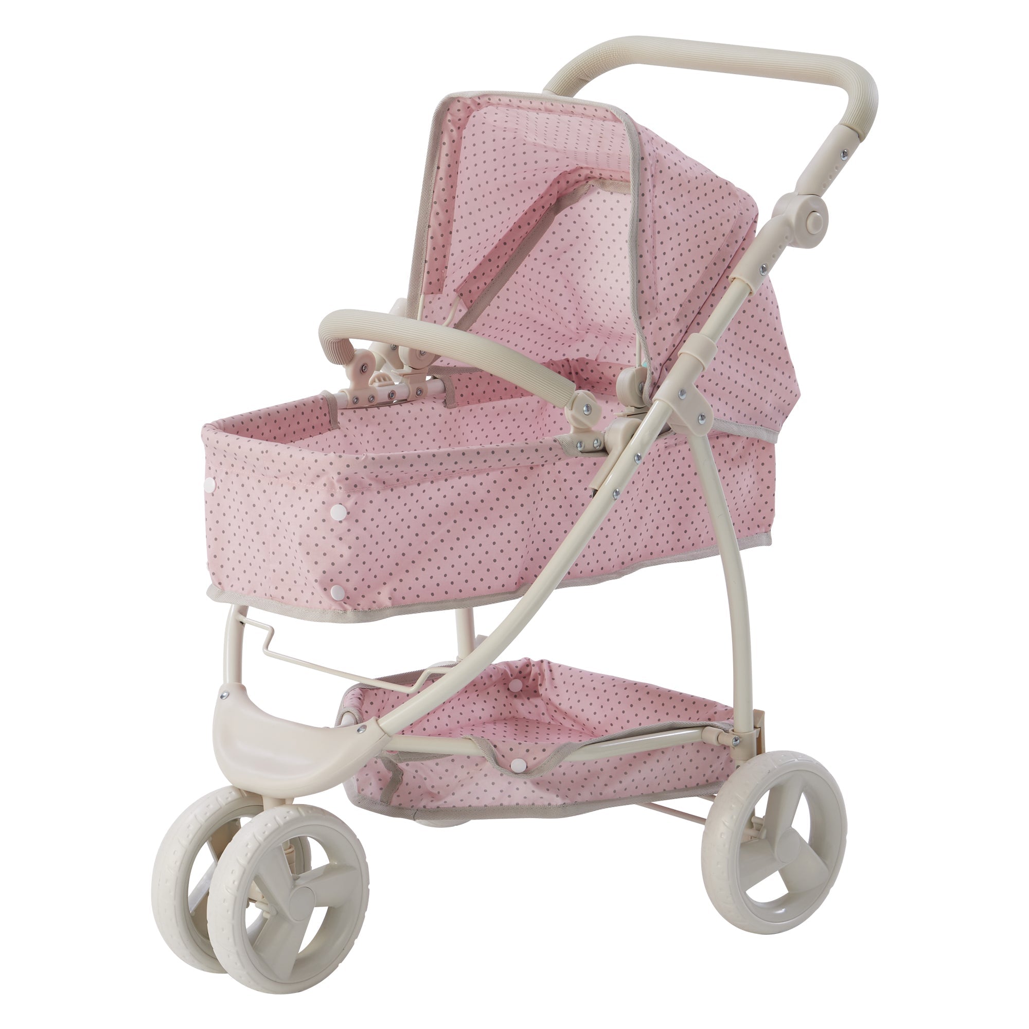  Teamson Kids Olivia's Little World - Polka Dots Princess 2-In-1 Baby Doll Stroller - Pink/Grey - Bonton