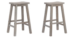 29" Solid Wood Saddle Bar Stool, Set of 2