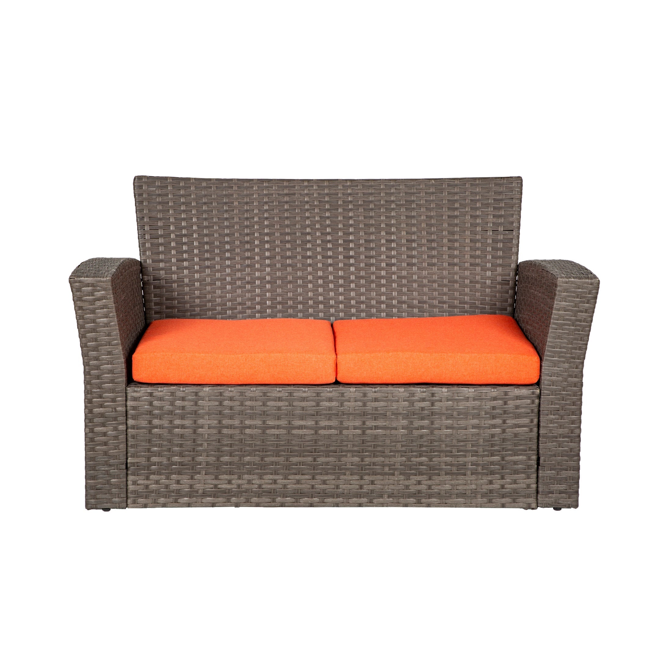  Westin Furniture 4-Piece Conversation Outdoor Patio Sofa Set with Cushions - Gray/Orange - Bonton