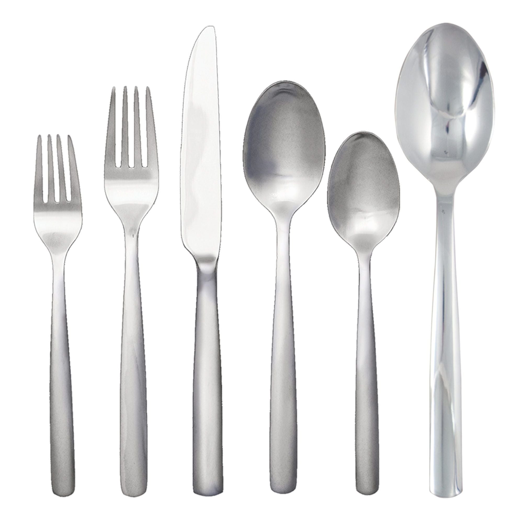  Ginkgo Simple Stainless Steel Flatware 42 Piece Set - Mirror Stainless Steel - Bonton