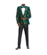  Shawl Collar Suits Mens Floral Jacket Green / Gold - Green / Gold - Bonton