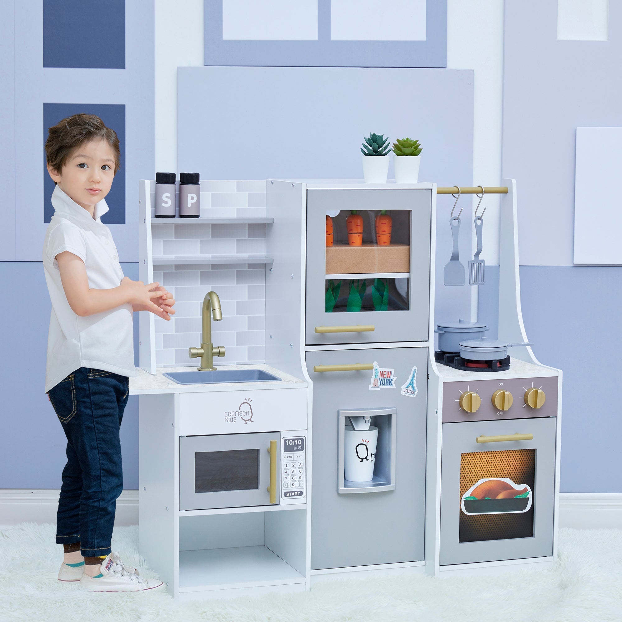  Teamson Kids Teamson Kids - Little Chef Lyon Modern Play Kitchen - Grey - Bonton