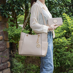 Merlina Embossed Tote Bag and Wallet Set