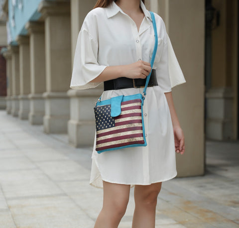 Josephine Printed Flag Crossbody Bag
