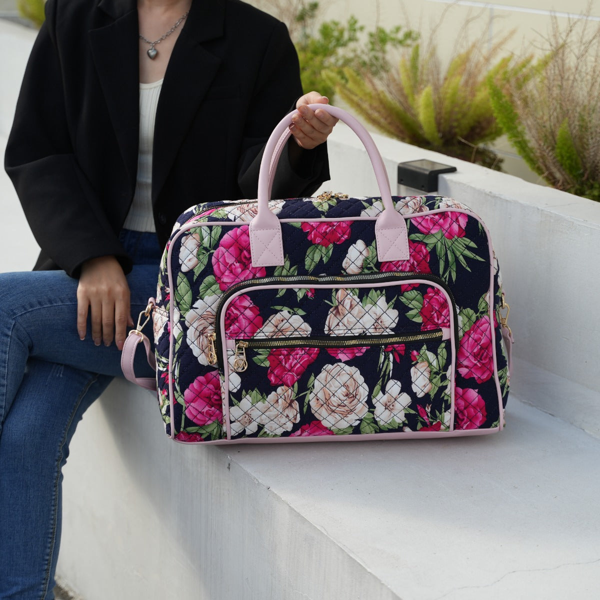  MKF Collection Jayla Weekender Bag - Floral Navy - Bonton