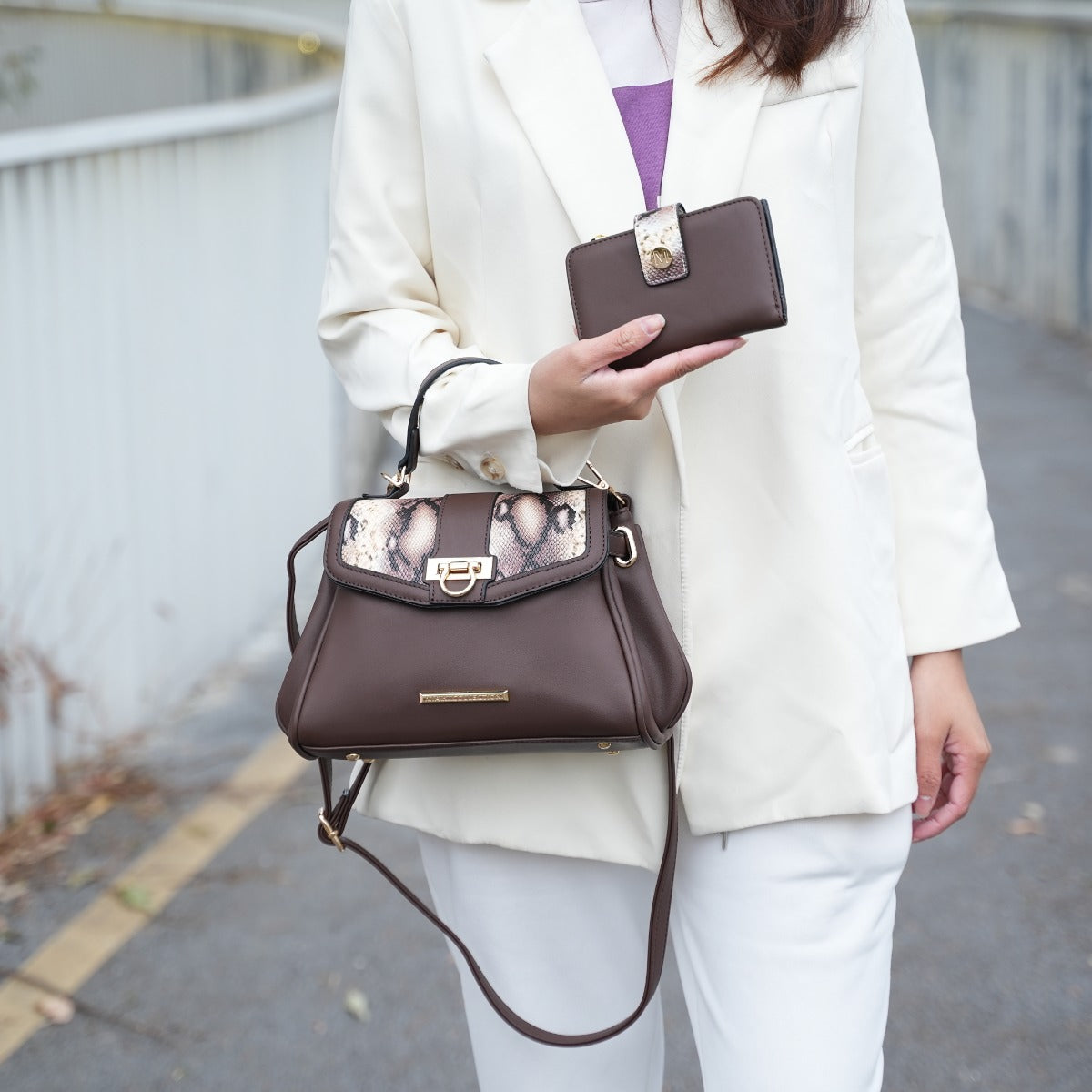  MKF Collection Geny Shoulder Bag and Set - Beige - Bonton