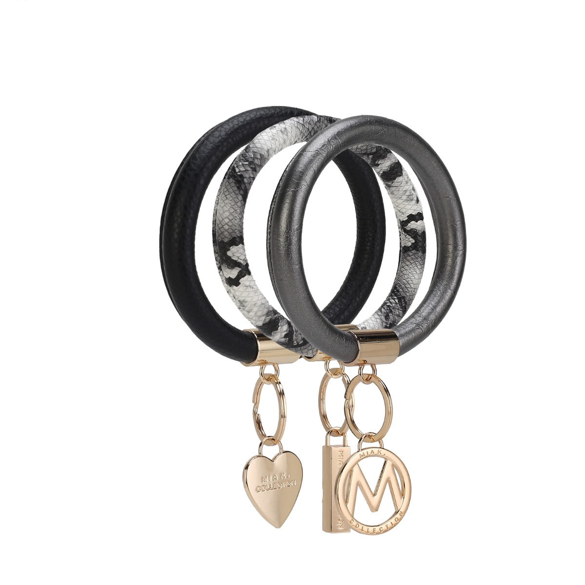  MKF Collection Jasmine Bangle Bracelet Keyring Set - Black - Bonton