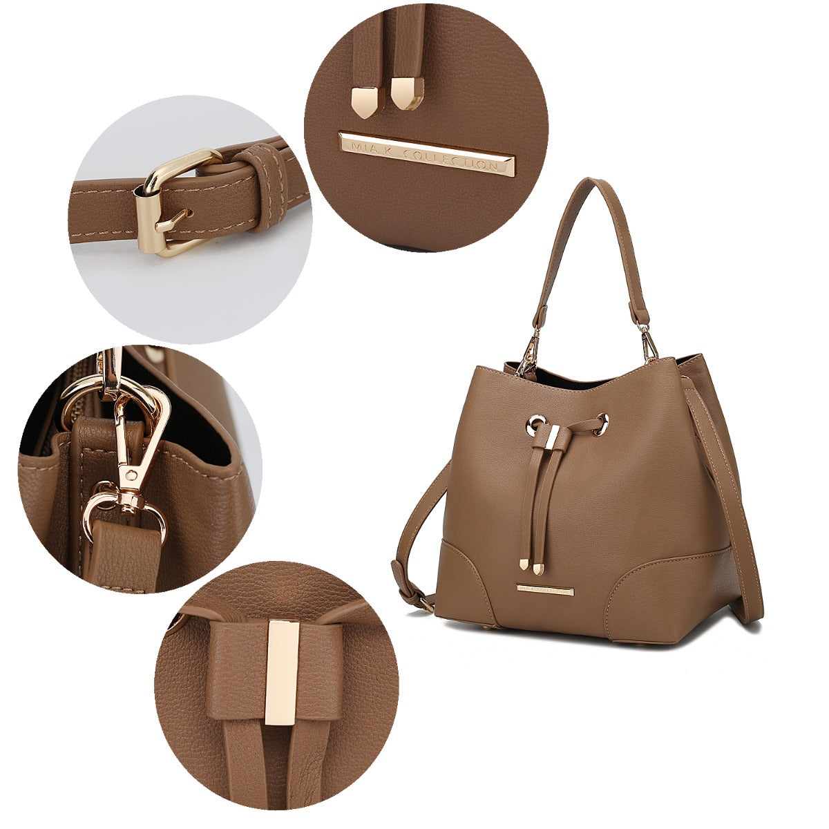  MKF Collection Bella Bucket and Wallet Set - Taupe - Bonton