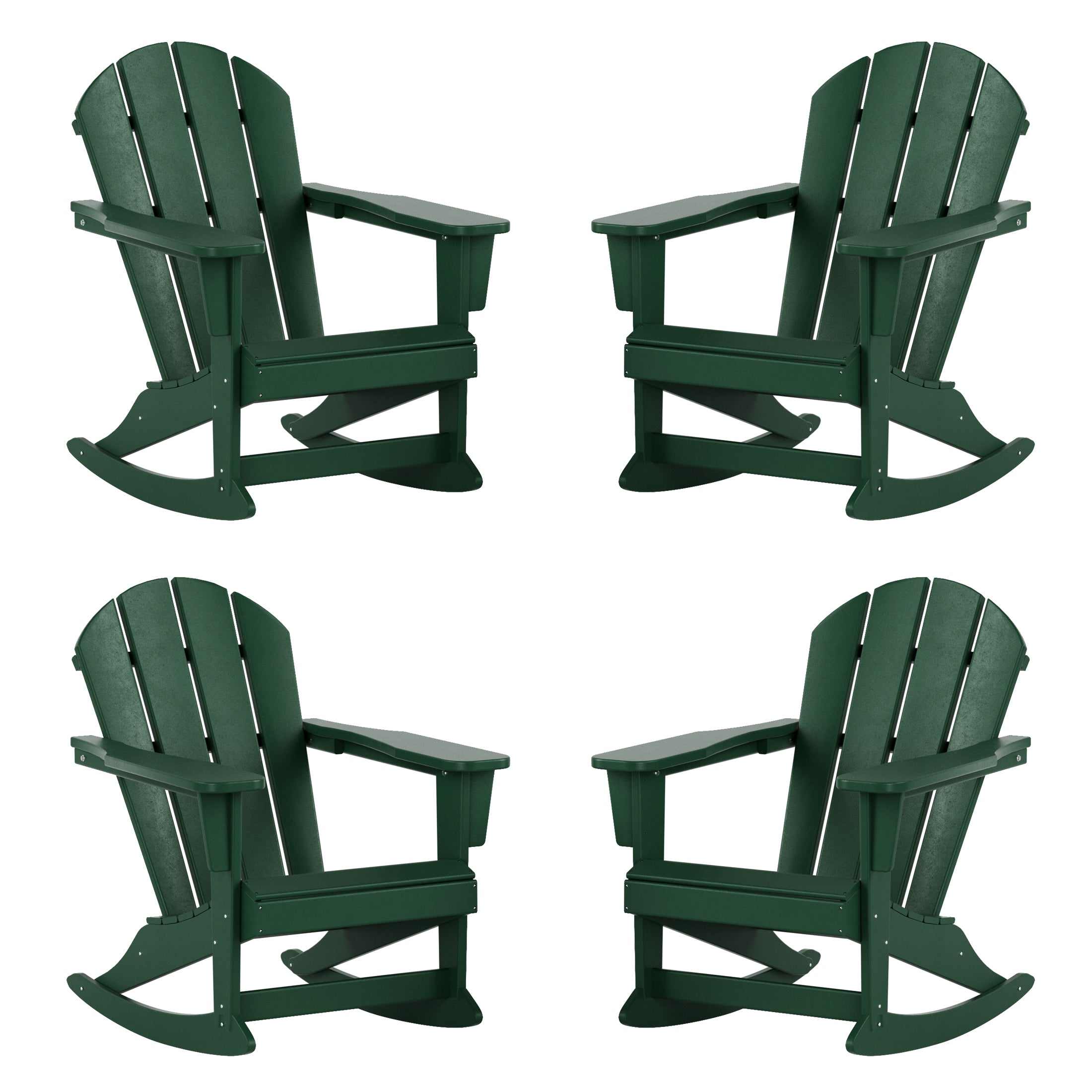  Westin Furniture Outdoor Rocking Poly Adirondack Chair, Set of 4 - Gray - Bonton