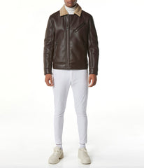 Maxton 26.5" Asymmetrical Faux Shearling Moto Espresso