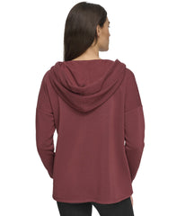 Andrew Marc Women's Fleece Split Neck Hoodie Rust