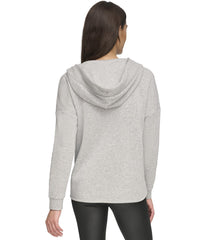 Andrew Marc Women's Fleece Split Neck Hoodie Vapor Heather