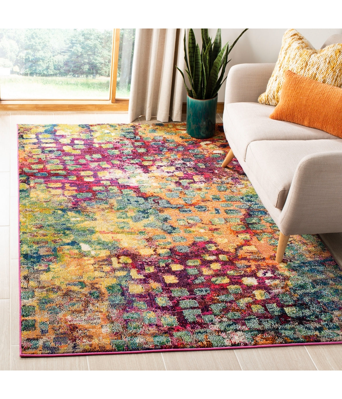  Safavieh Monaco 225 Pink/Multi Rug - Pink/Multi - Bonton