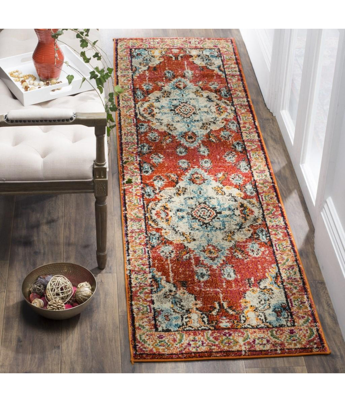  Safavieh Monaco 243 Orange/Light Blue Rug - Orange/Light Blue - Bonton