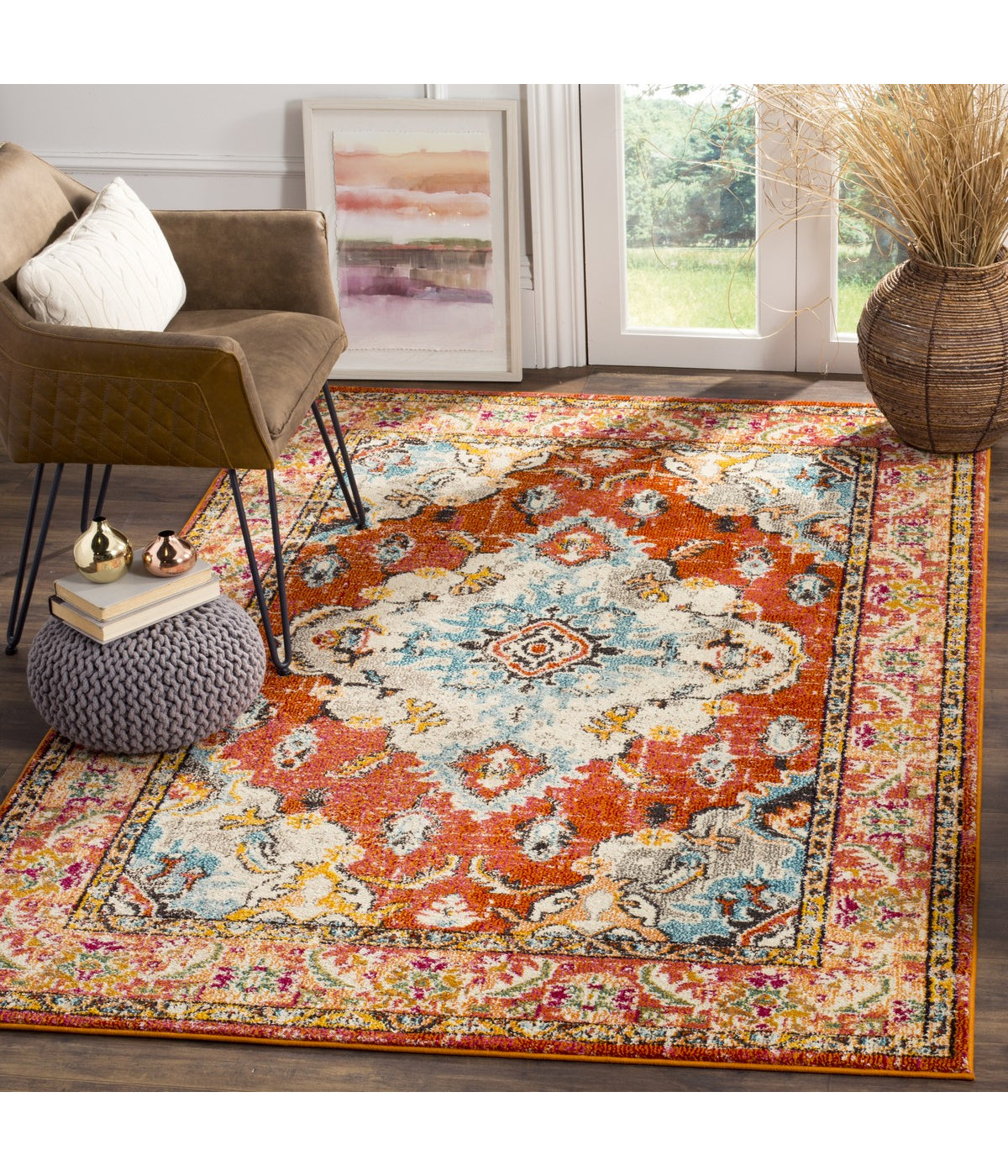  Safavieh Monaco 243 Orange/Light Blue Rug - Orange/Light Blue - Bonton